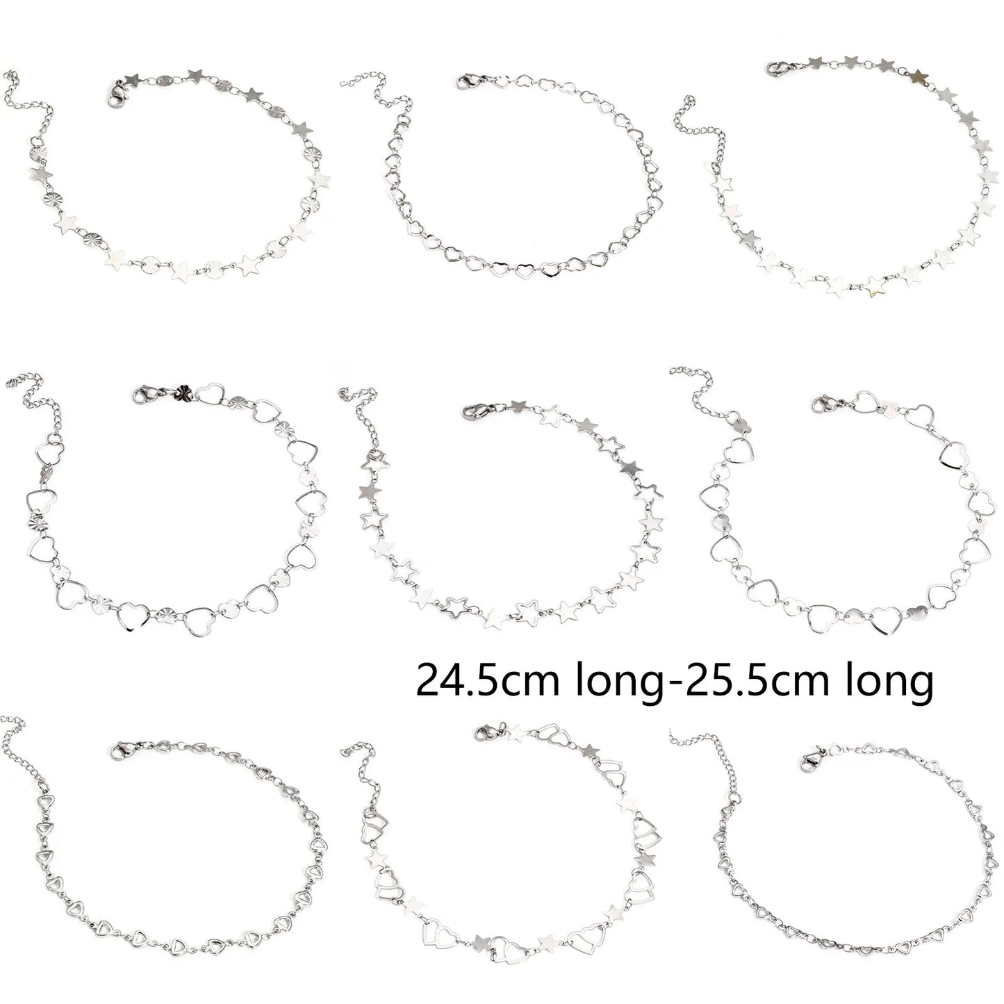 Bracelet de cheville en acier inoxydable 304 pour femmes, chaîne à maillons faite à la main, couleur argent, chaîne de jambe, pied, bijoux cadeau, 1 pièce