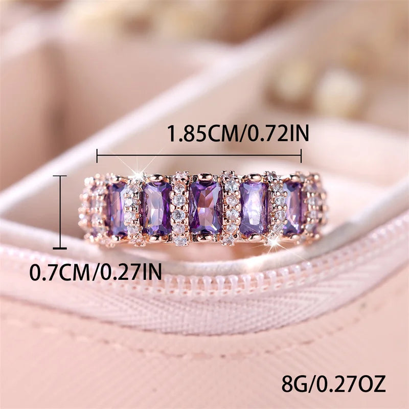 Bague en pierre de luxe pour femme, bijoux de fiançailles, cadeau de mariage mignon, couleur or rose