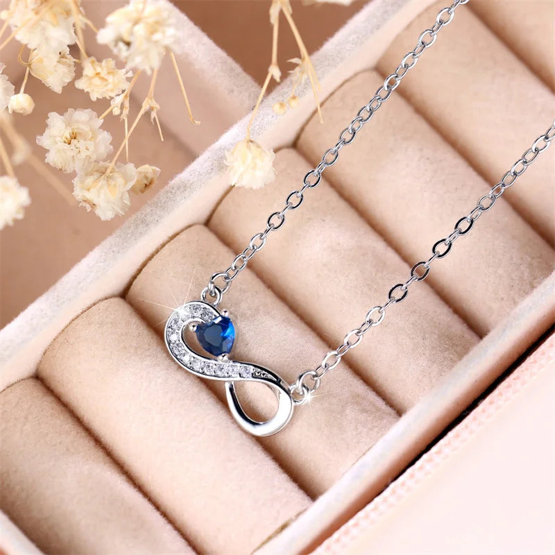 Collier pendentif coeur bleu pour femme, Extron, mignon, document en argent, cadeau de bijoux de mariage, mode féminine
