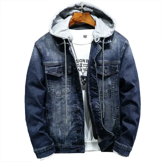 Veste en denim homme WTHINLEE – Hiver, capuche et doublure chaude