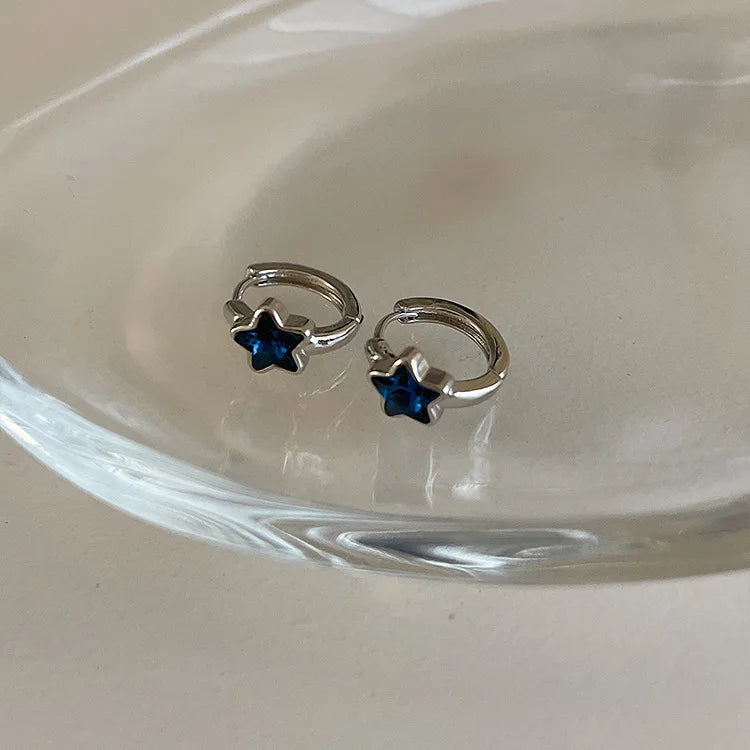 Boucles d'oreilles créoles étoile en argent Sterling 925, tempérament Simple incrusté de Zircon pour femmes, accessoires de bijoux de mariage
