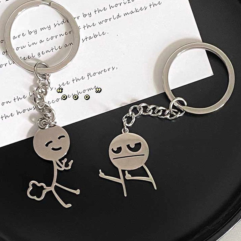 Porte-clés de Couple, Match intéressant des gens que le cœur, doigt du milieu, personnalité Ins, sac drôle, pendentif, bijoux, cadeau pour Couple et amis