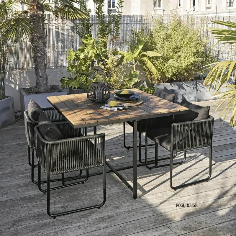 Ensembles de Table et de chaises d'extérieur en rotin PE, Table et chaise de loisirs pour cour, ensemble de meubles de jardin, balcon, meubles de Villa de jardin BB