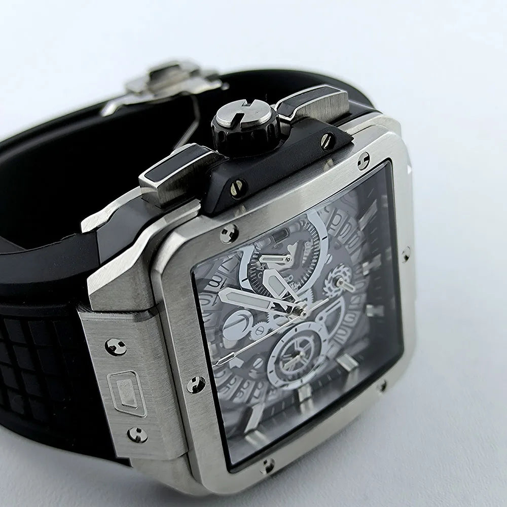 VK63 Quarz-Chronographenuhr – Quadratisches Design und leuchtend grüne Beleuchtung