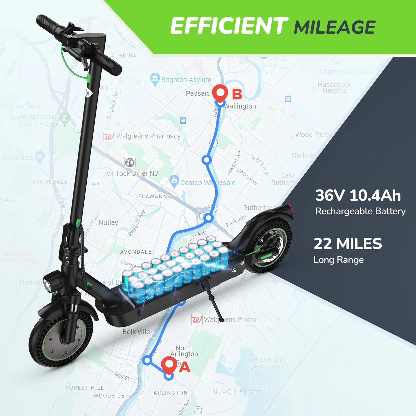 ISINWHEEL S9 MAX – Scooter Électrique Adulte 500W, Batterie 36V 10,4Ah, Pneus 10"