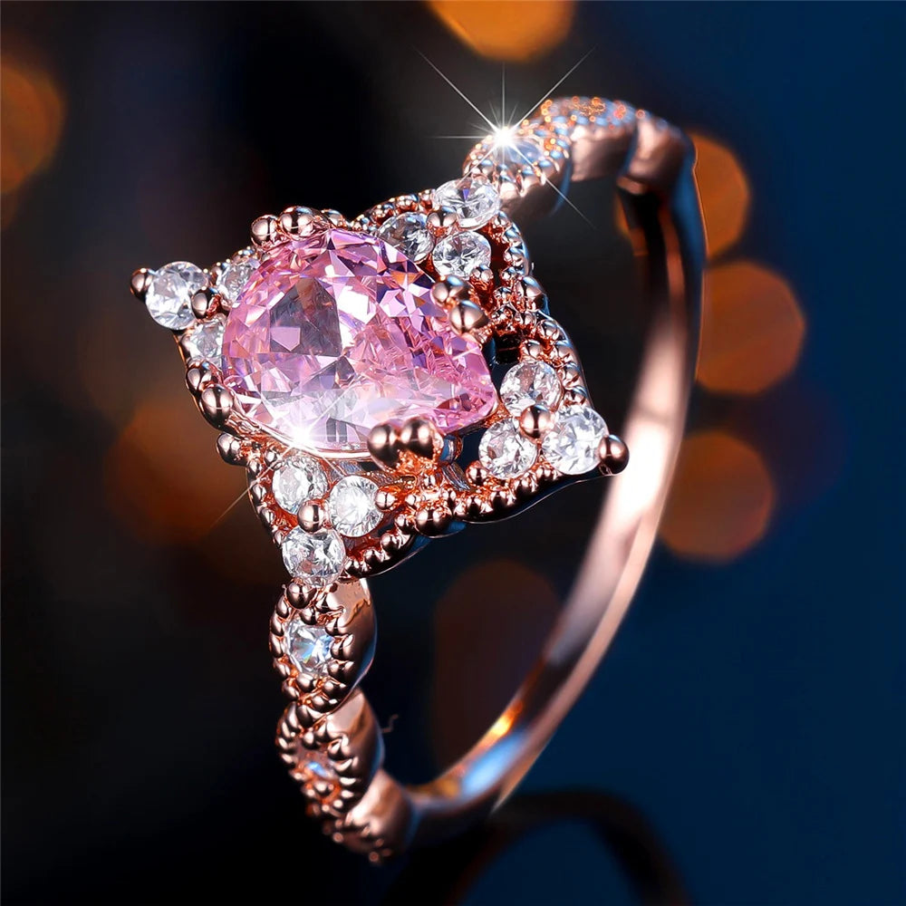 ChimPink-Bague de Fiançailles pour Femme, Bijoux Vintage en Argent et Or, Bandes de Mariage
