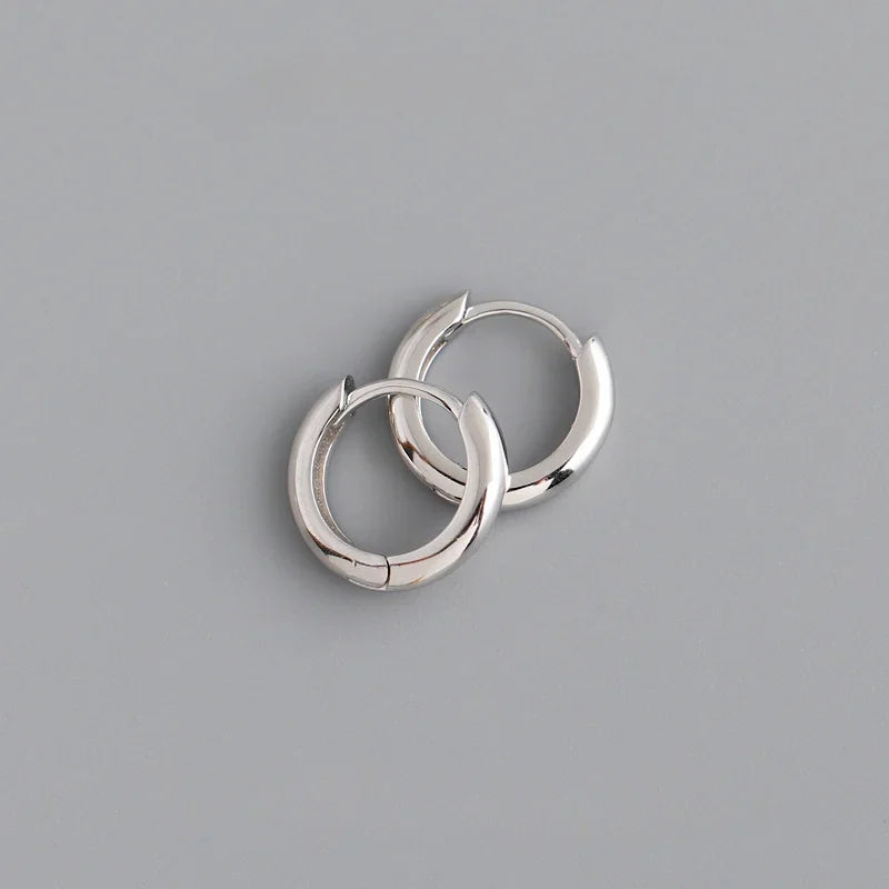 Boucle d'oreille ronde minimaliste en argent Sterling 925 véritable pour femmes, cerceau, accessoires de bijoux