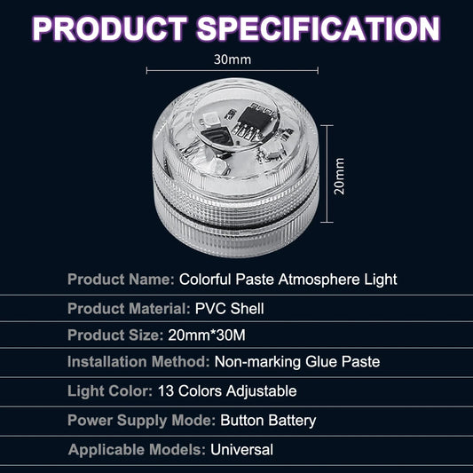 Lumière ambiante LED sans fil pour intérieur de voiture, décoration télécommandée, toit automatique, lampe avec batterie colorée, escales au pied