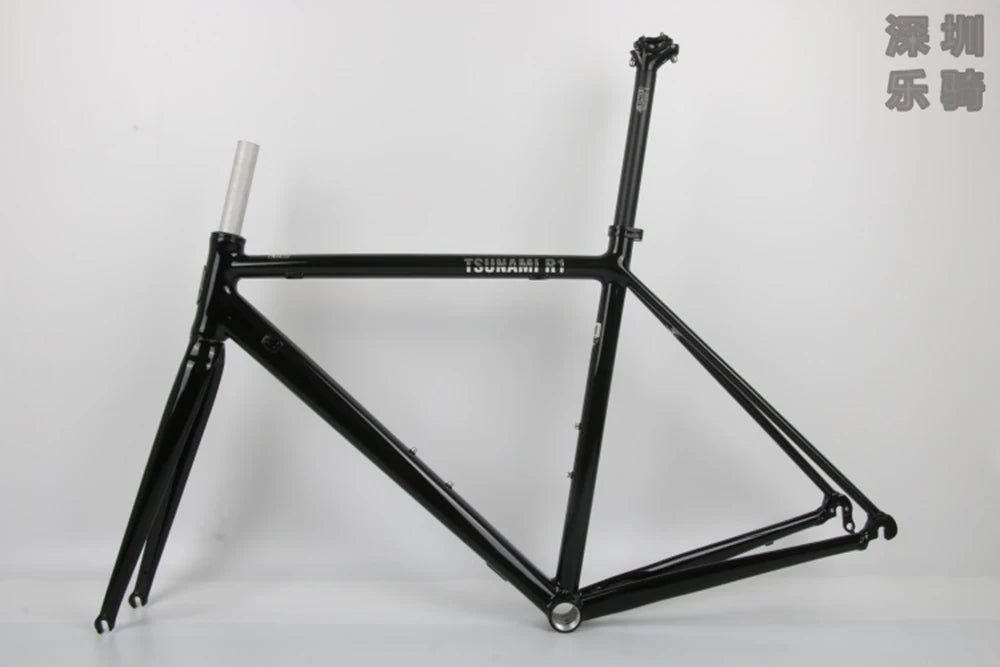 Le Cadre: TSUNAMI-Road Bicycle Frame, R1 Aluminum Alloy, 700C Rim Brake, C Clamp, Bicycle Rear Frame, Carbon Fork, New, 2024