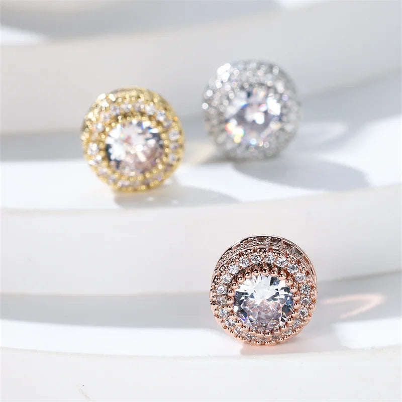 Boucles d'Oreilles de Luxe en Pierre Blanche pour Femme, Bijoux en Or et Argent, Breloque en Clip, pour Mariage