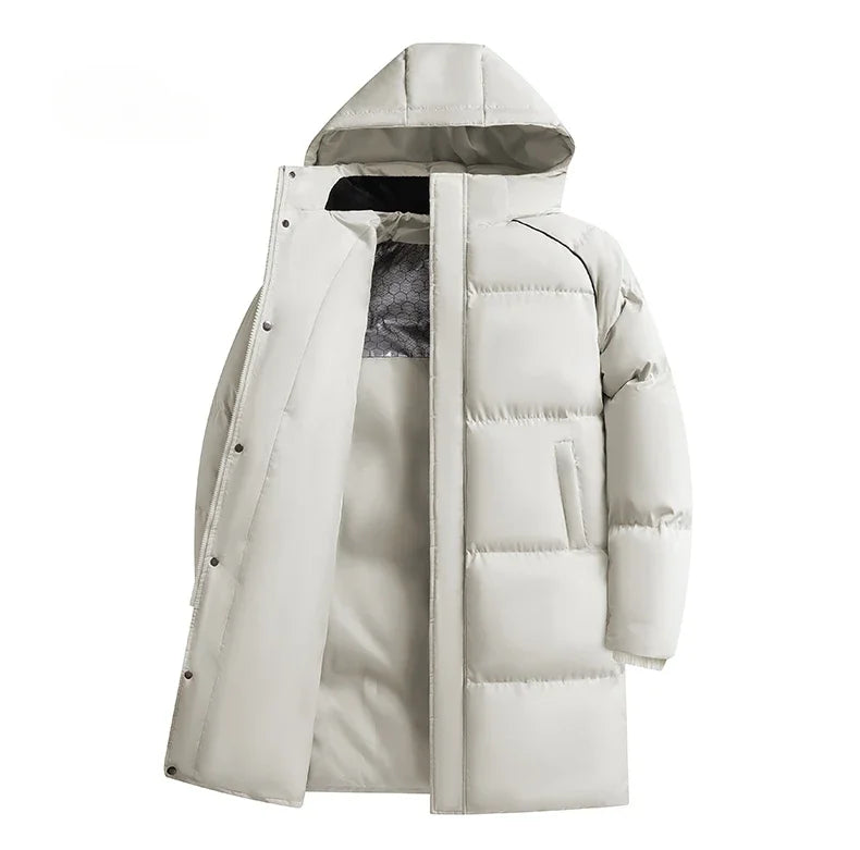 Parka chauffante à capuche pour homme, veste rembourrée, manteau long, veste chaude, technologie graphène, style coréen, haut de gamme, couple, hiver, 2024