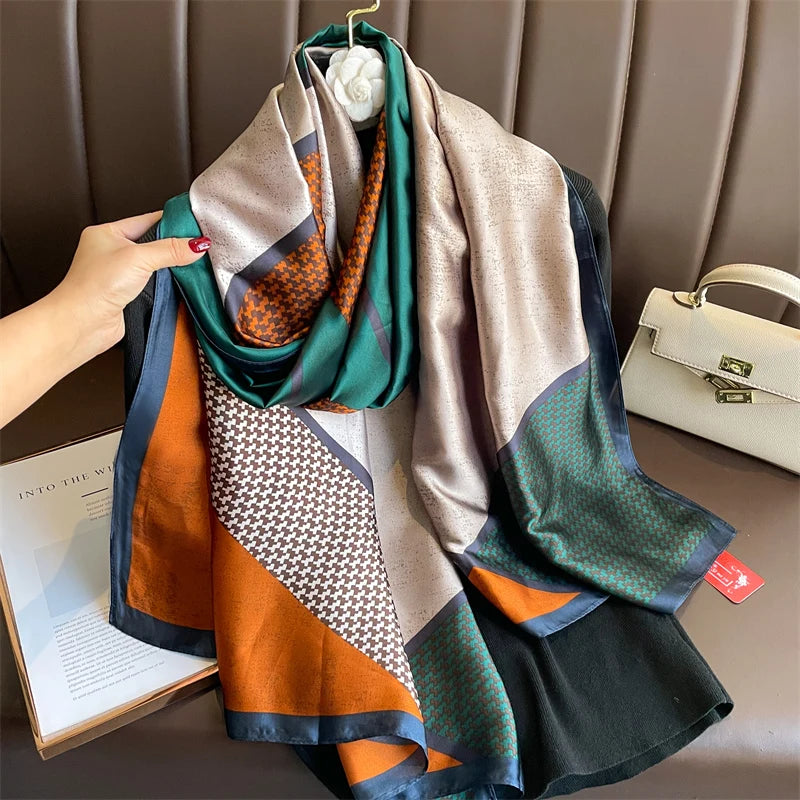 🧣 Foulard en Soie RUNMEIFA – Élégance d’Été & Style Luxe