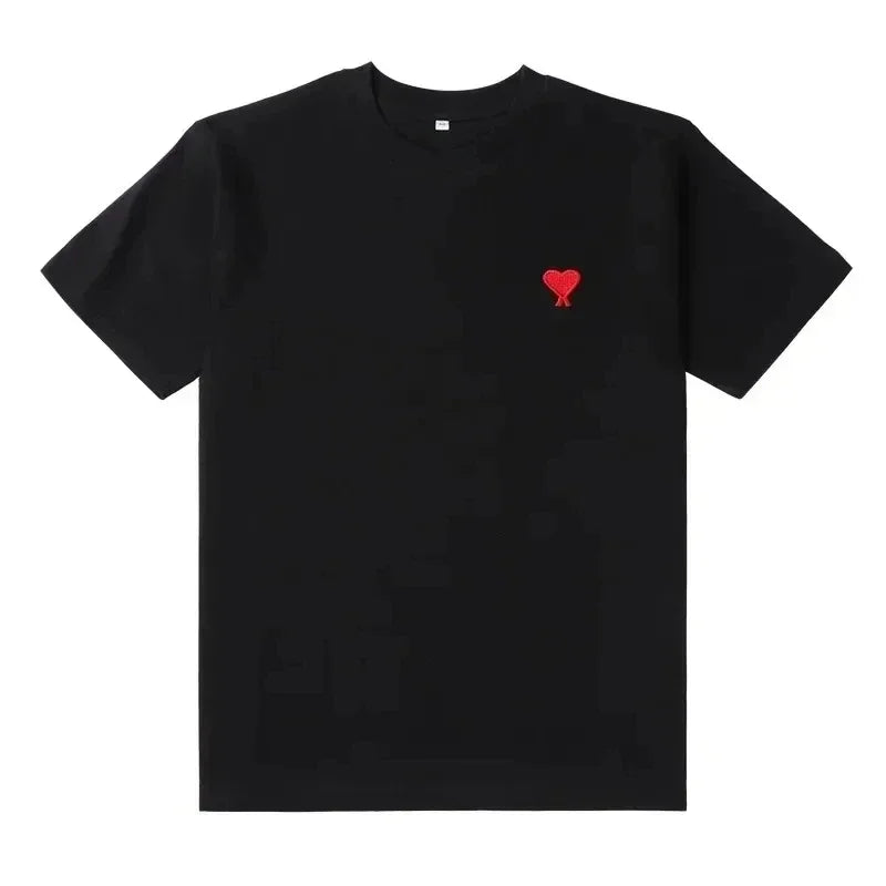 T-shirt femme été coton – Ample, imprimé amour, manches courtes, col rond tendance 2025