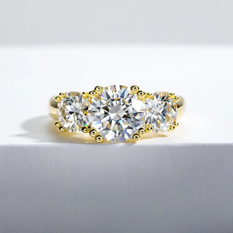Bague Femme Argent 925 Sterling Or Jaune avec Moissanite – Trendy pour Engagement