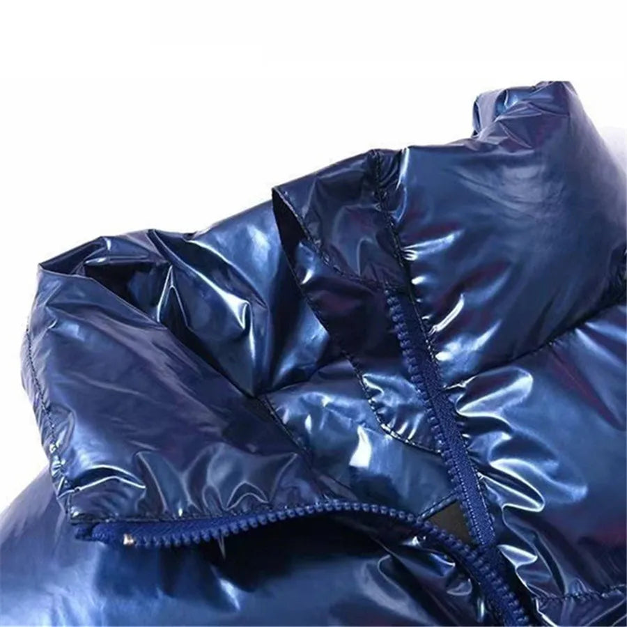 🧥 Veste Rembourrée Brillante pour Hommes – Parka Streetwear Hiver