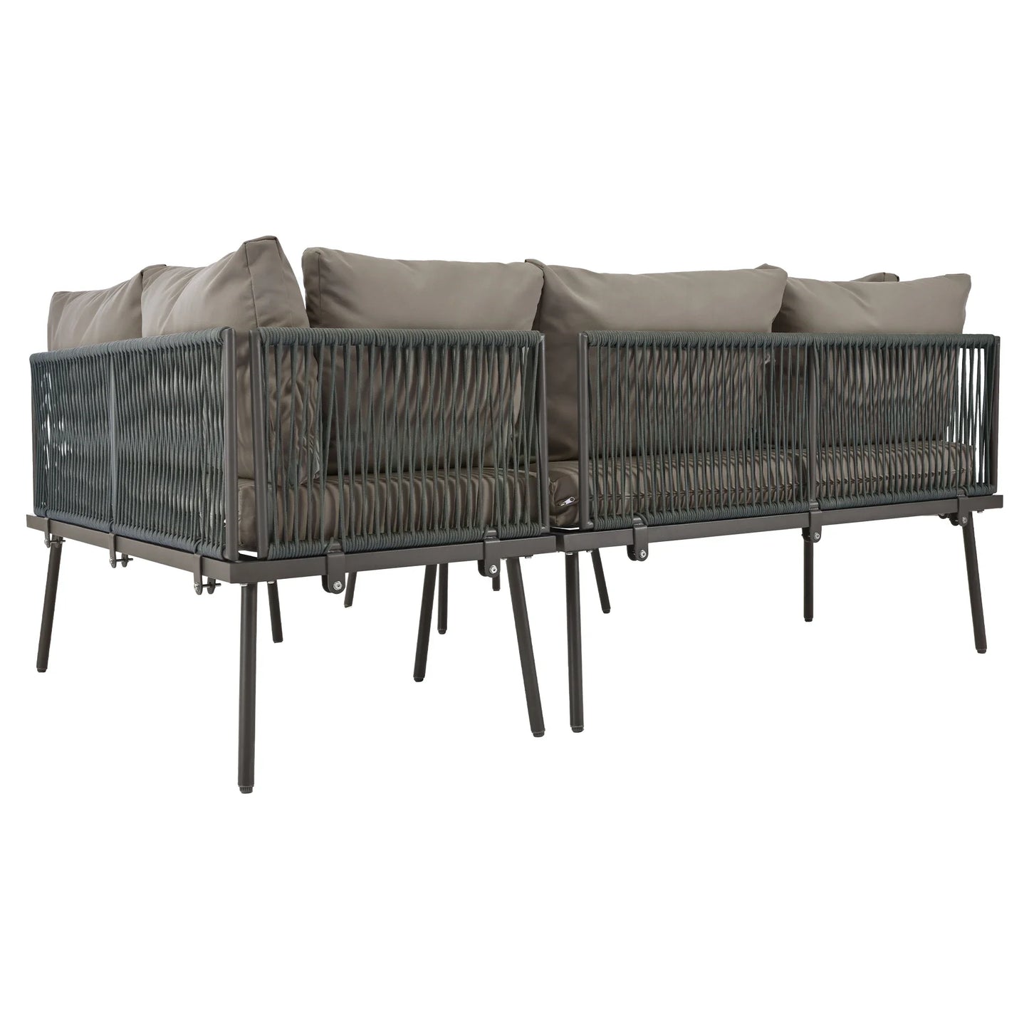 Canapé d'angle extérieur résistant aux intempéries, mobilier de patio extérieur, dormez 8, avec 2 tables et 4 sièges d'amour, coussins inclus