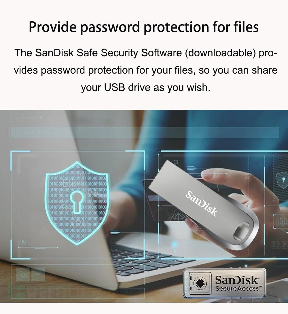 SanDisk CZ74 Ultra Luxe USB 3.2 Gen 1 clé USB 32GB 64GB 128GB 256GB 512GB 1TB vitesse rencontre le mot de passe de style-protégez vos fichiers