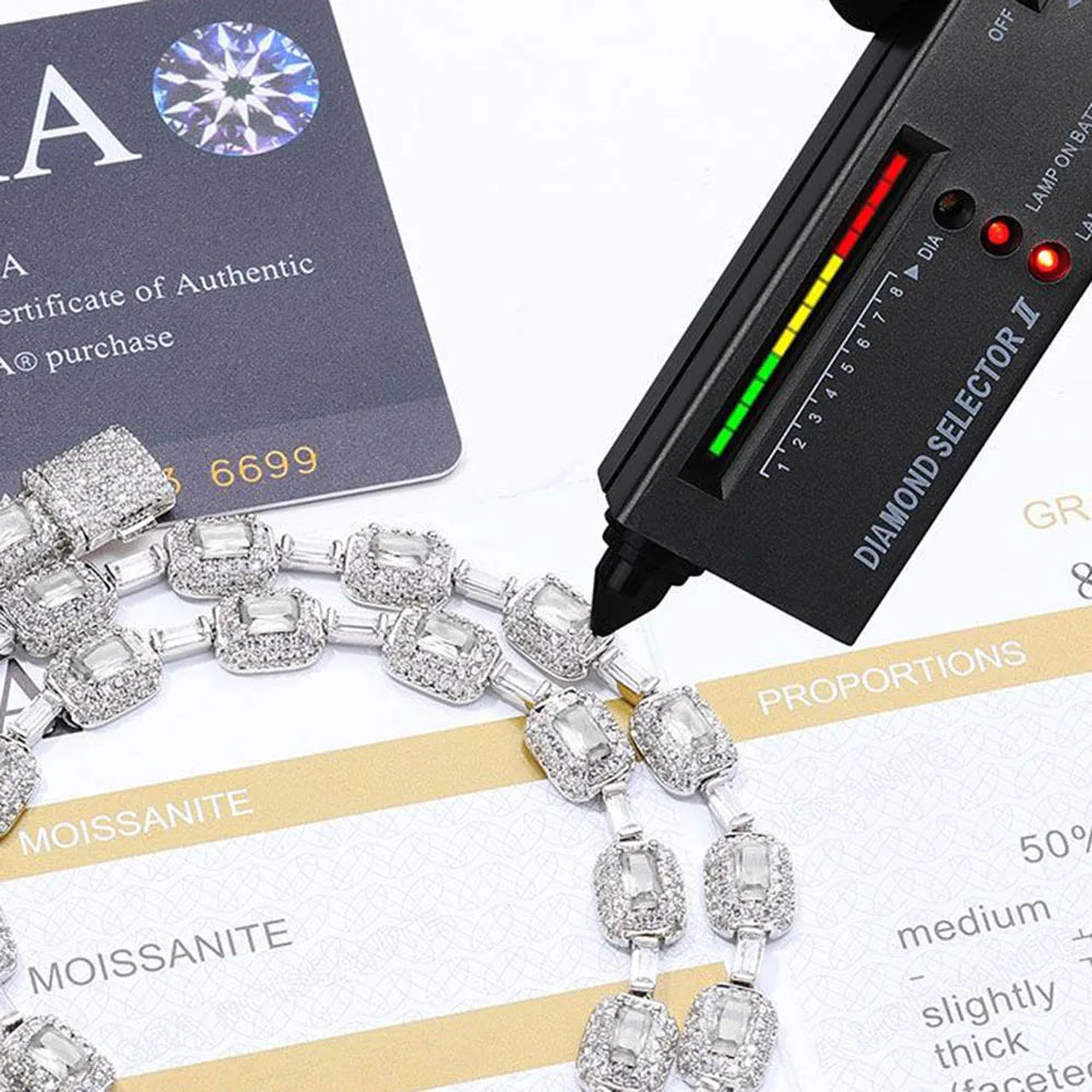 ✨ Bracelet Chaîne Unisexe en Argent – Moissanite & CZ – Style Hip-Hop/Rock