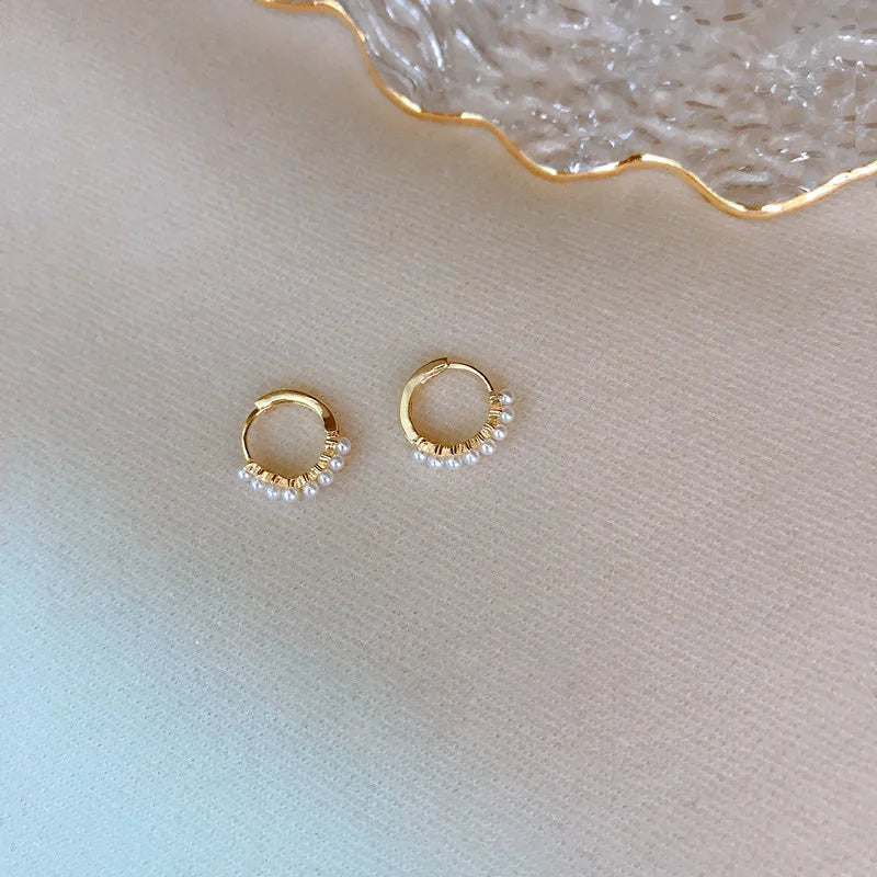 REETI 925 argent Sterling perle ronde pendentif boucles d'oreilles pour femmes Huggie boucle d'oreille