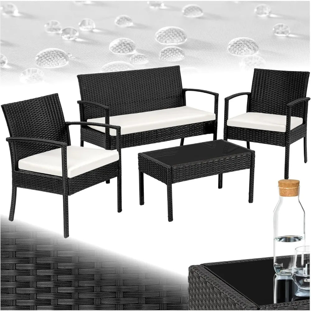 Ensemble de meubles de jardin d'extérieur, canapé 2 places, 2 chaises longues et 1 Table de jardin, meubles de jardin pour balcon et terrasse