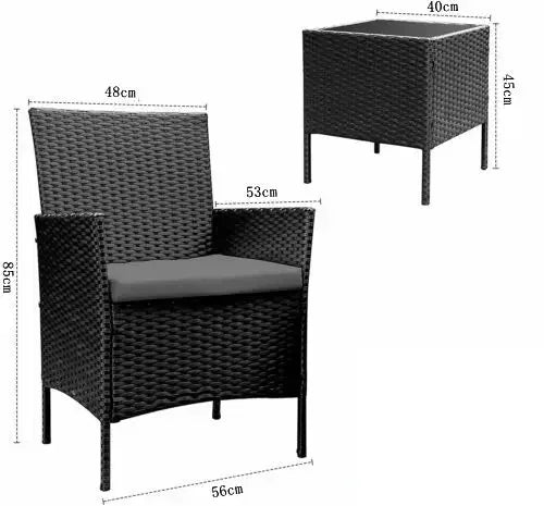 WUNICEF-Ensemble de canapé et bistrot de conversation en rotin, meubles d'extérieur, baume de jardin, table basse et 2 chaises, 3 pièces