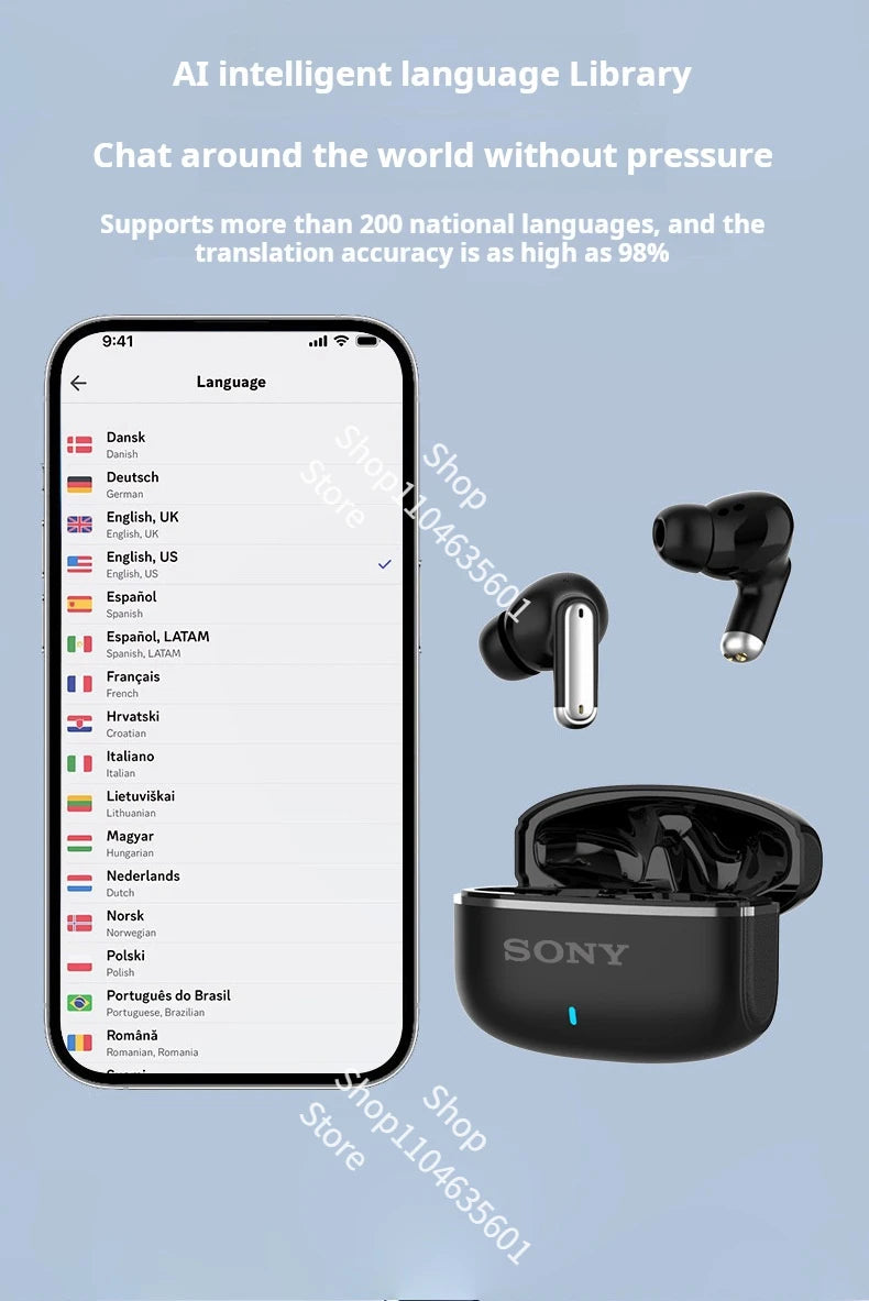 🎧 Sony Casque Traducteur AI – Écouteurs Bluetooth HiFi Stéréo