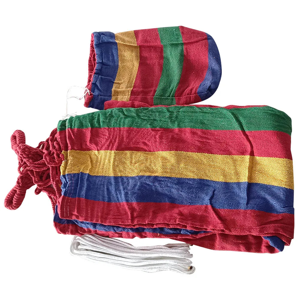Grand hamac double à rayures, lit-balançoire d'extérieur, en toile épaisse, portable, pour camping, jardin