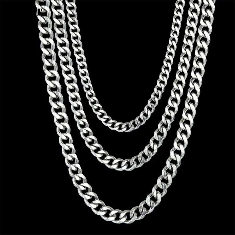 Collier à Maillons Cubains en Acier Inoxydable, Bijou pour Homme, Taille 3.6-9mm, 1 Pièce