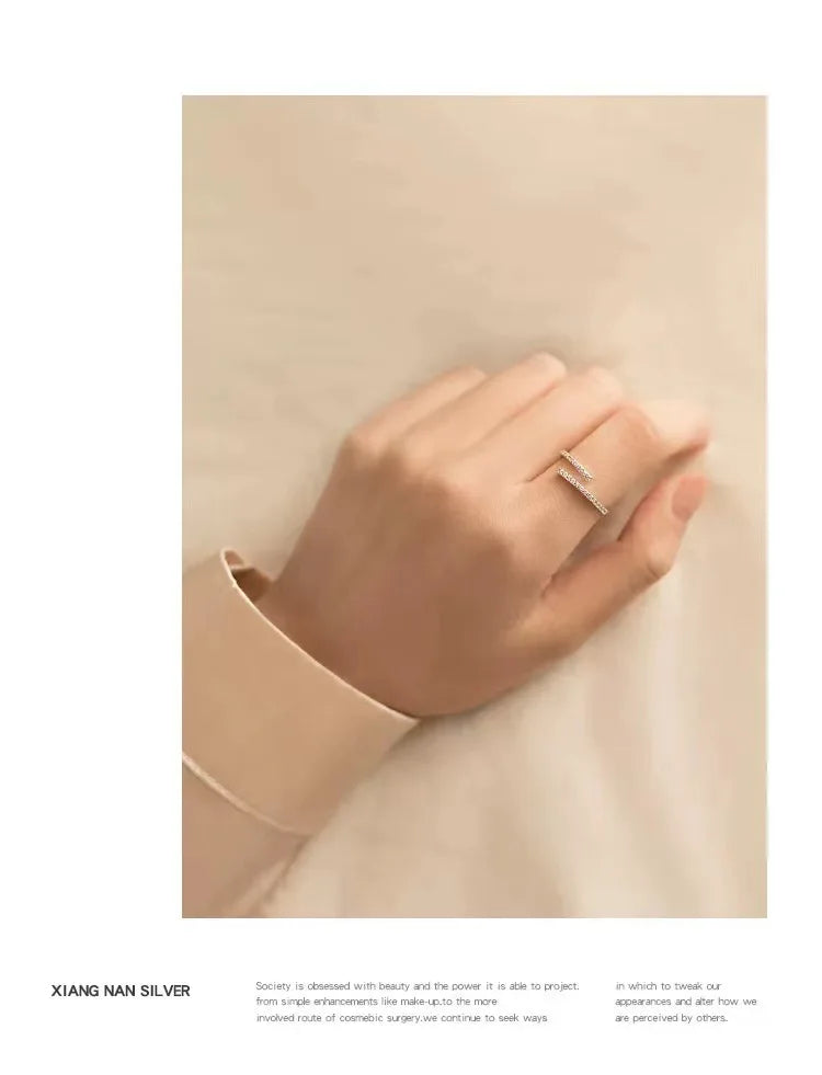 Bague en argent Sterling 925 et zircon pour femmes, bijoux, anneau ouvert réglable pour fête, cadeau d'anniversaire