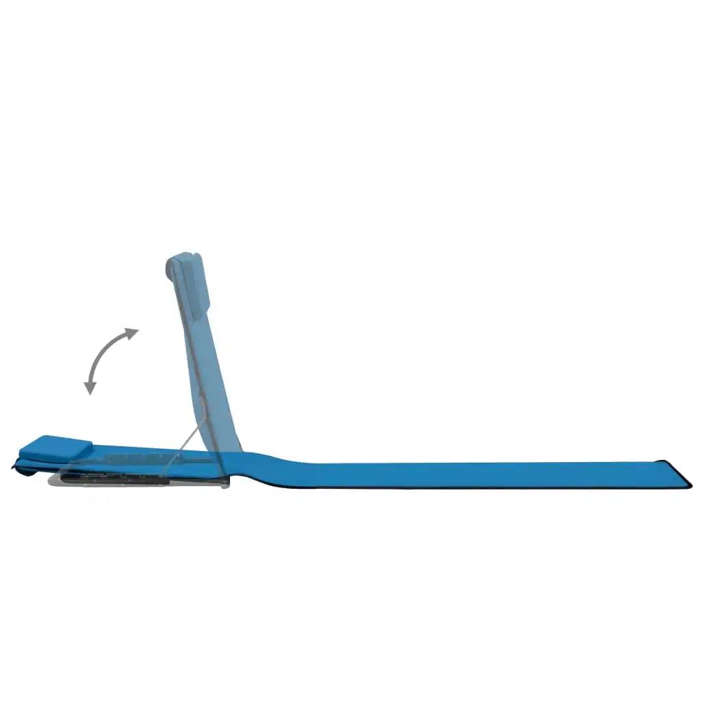 Tapis de plage pliables 2 pcs Acier et tissu BleuChaises longues d'extérieur, meubles de jardin, de piscine, fournitures pour la maison, décoration