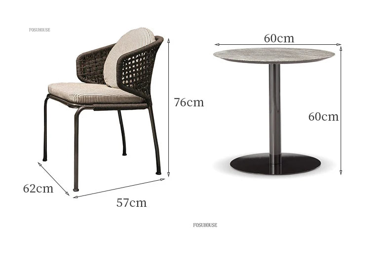 Dossiers européens chaises de jardin pour cour Protection solaire meubles d'extérieur en rotin creux meubles de Patio simples pour balcon