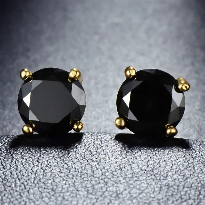 Boucles d'oreilles rondes en cristal pour femme, bijoux de mariage classiques, documents en or vintage, 4 broches, noir et violet