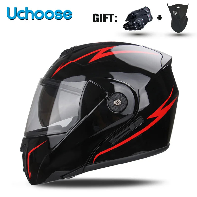Uchoose-Casque de moto unisexe avec visière, double lentille, section transversale, certification DOT, casque de sécurité modulaire, casque à rabat
