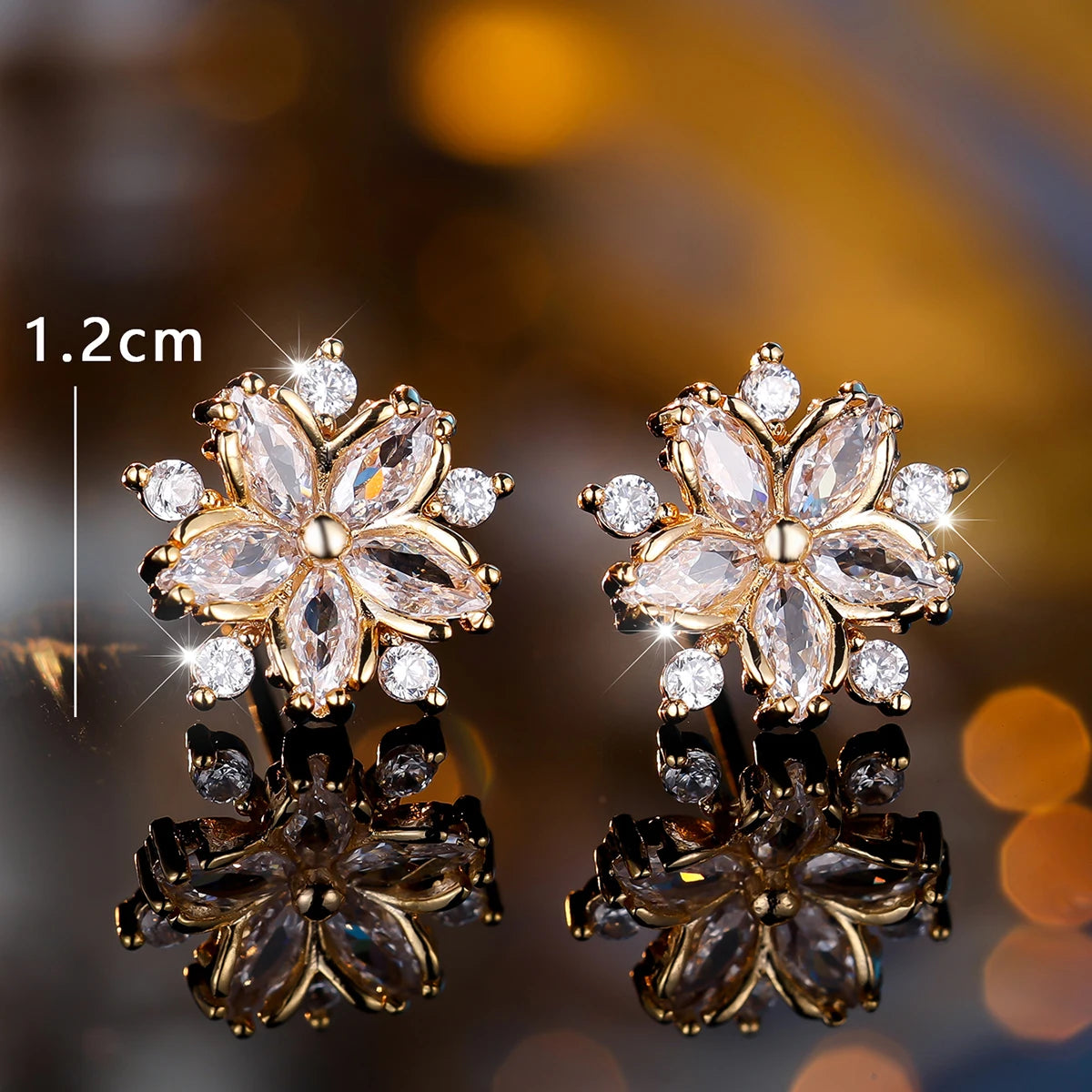 Boucles d'oreilles à tige flocon de neige en pierre pour femme, blanc, violet, mignon, vintage, document en or, bijoux de mariage