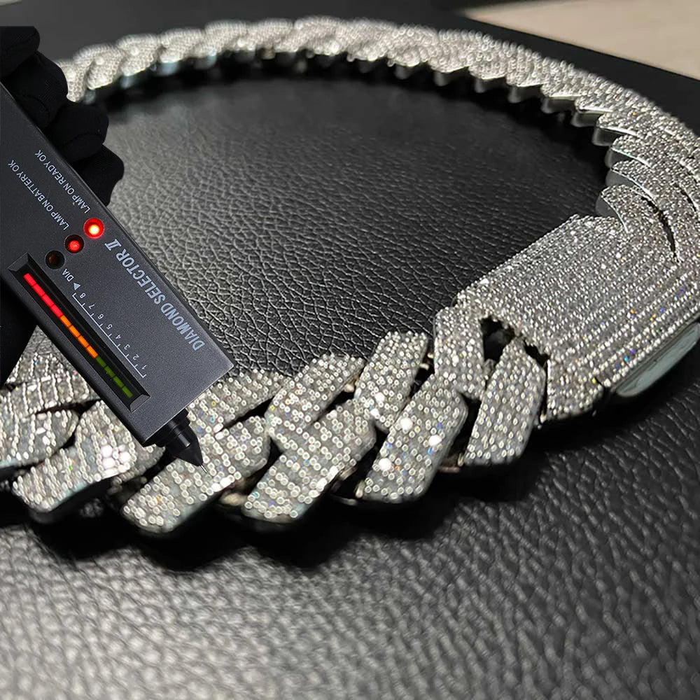 Collier cubain personnalisé en argent regardé S925 pour homme, Hip Hop, Moissanite, Link JOoptics, Miami, VVS, 25mm