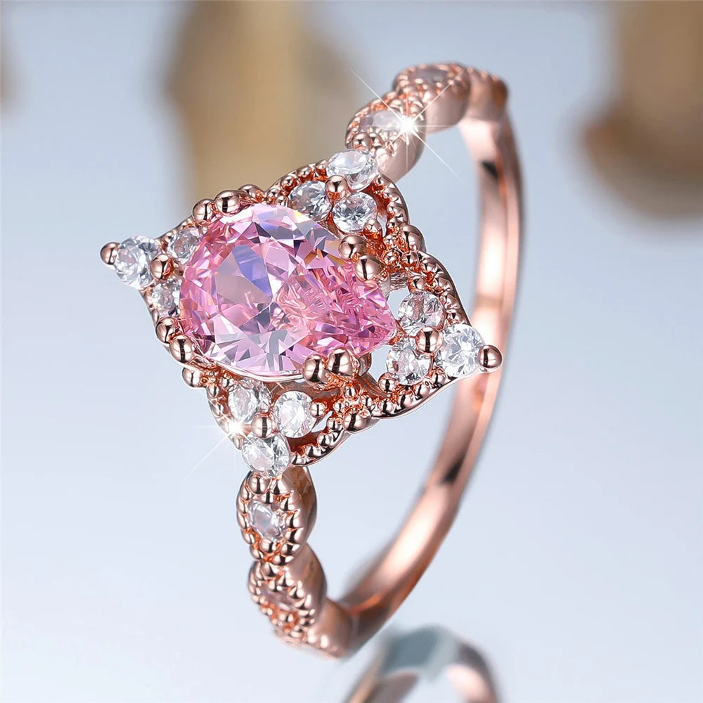 ChimPink-Bague de Fiançailles pour Femme, Bijoux Vintage en Argent et Or, Bandes de Mariage