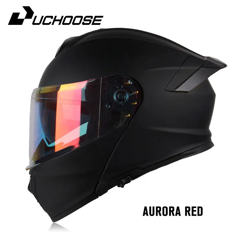 Uchoose-d'expériences intégraux approuvés DOT pour hommes et femmes, équipement de protection contre les collisions, casque rabattable pour moto, double pare-soleil
