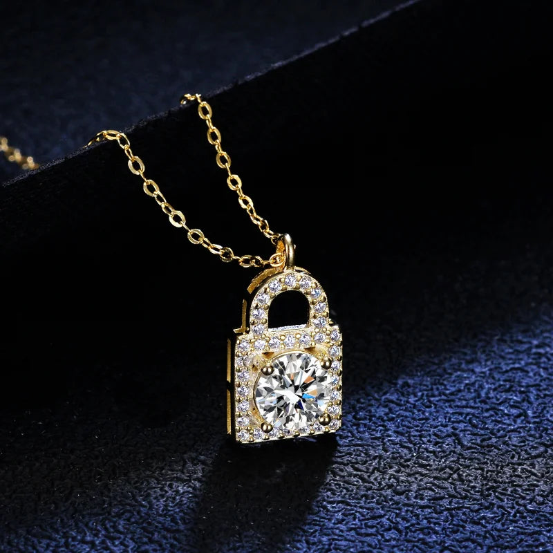Collier couleur or Moissanite pour femme, argent regardé 925, bijoux fins, 1 carat