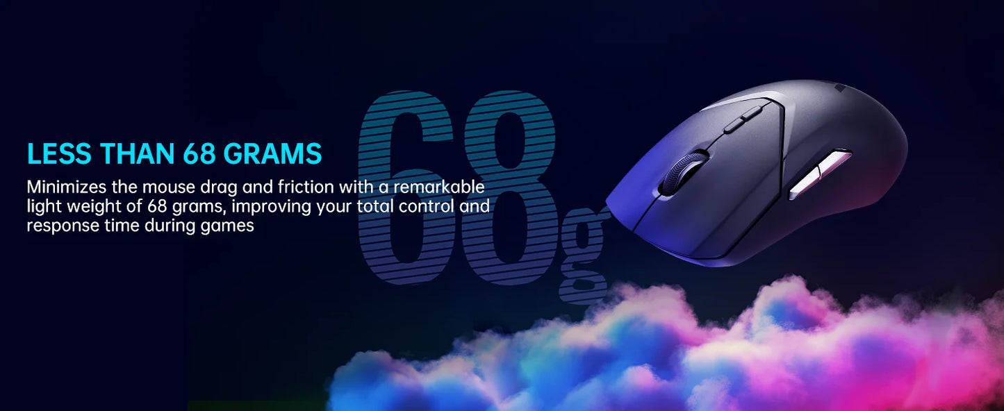 Rapoo VT9PRO – Souris de jeu sans fil légère 68g, 26000 DPI, autonomie 160H