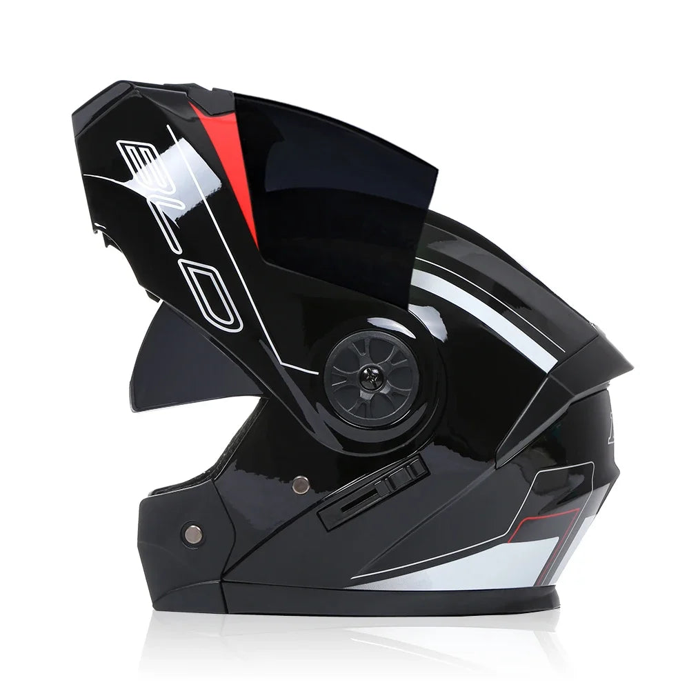 2020 nouveauté hommes moto course professionnelle casque rabattable matériau ABS casques modulaires à double lentille Certification DOT