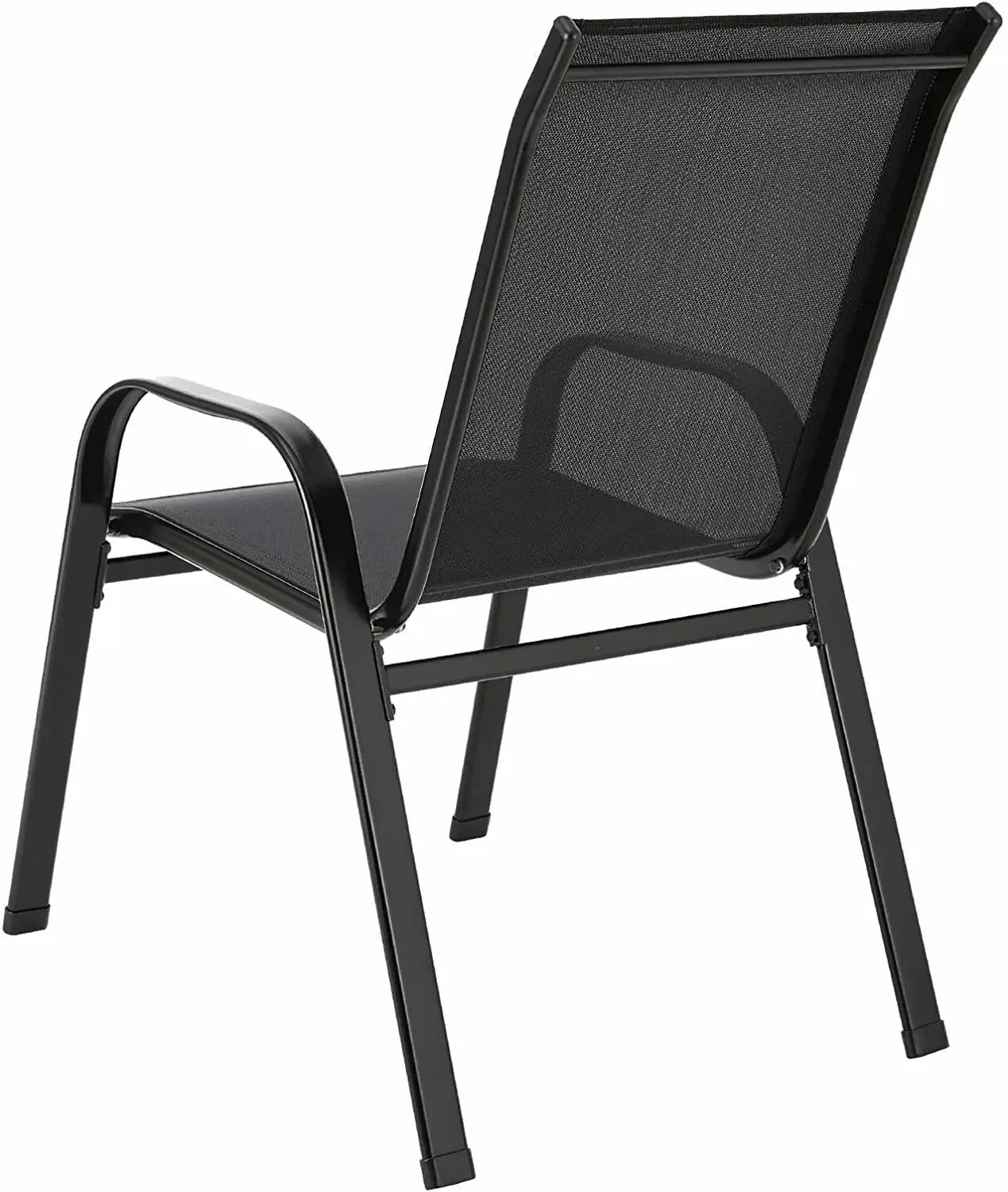 4 pièces chaises de jardin acier-fer + tissu Casseline pliant dossier haut chaise de balcon chaise de Camping sièges extérieurs groupe noir