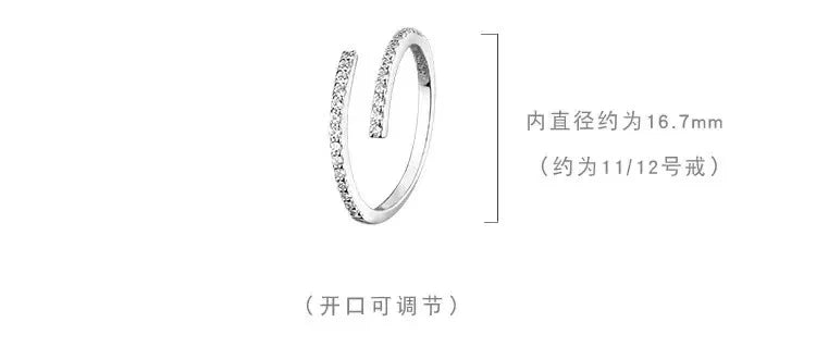 Bague en argent Sterling 925 et zircon pour femmes, bijoux, anneau ouvert réglable pour fête, cadeau d'anniversaire