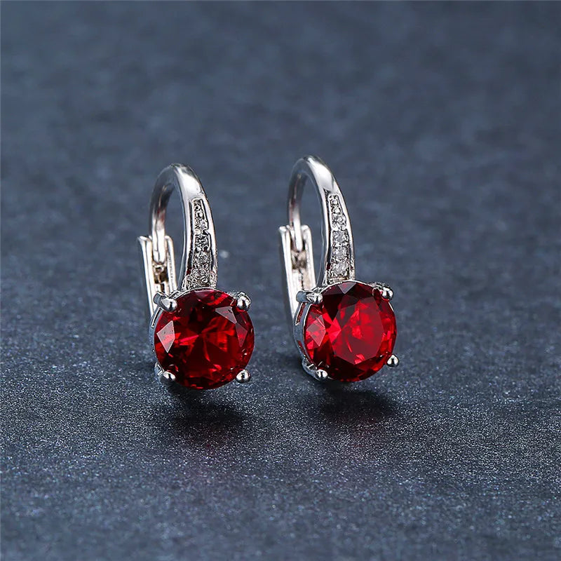 Boucles d'oreilles rondes en pierre blanche pour femmes, bijoux de mariage, cristal, classique, argent, document, femme, luxe