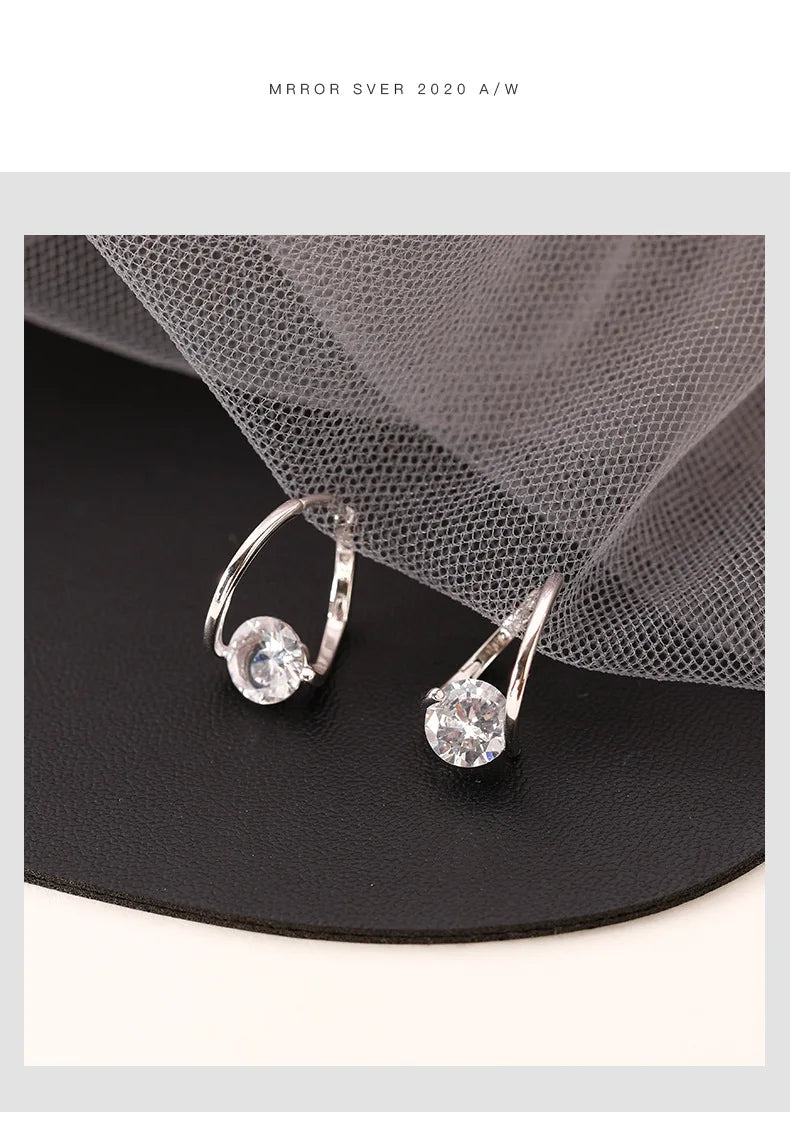 Boucles d'oreilles en argent Sterling 925, cerceau en Zircon coréen, tempérament Simple, exquis, tendance, bijoux Sexy, cadeau, offre spéciale