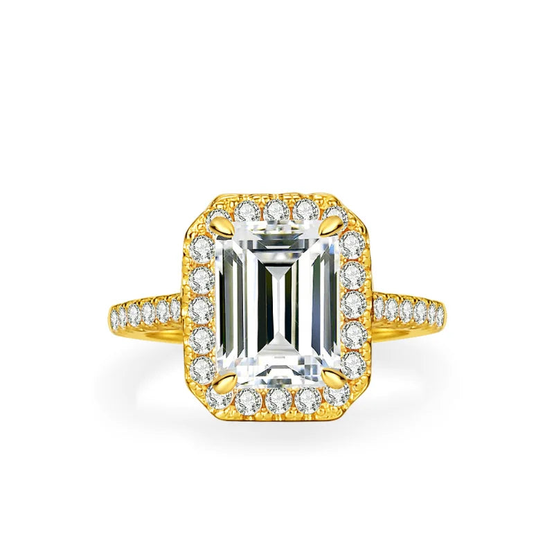 Bague Femme Argent 925 avec Moissanite Rectangle – Trendy pour Engagement