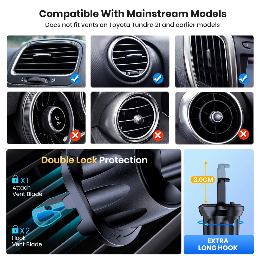 Support Téléphone Voiture TOPK – Clip Ventilation avec Verrouillage Automatique