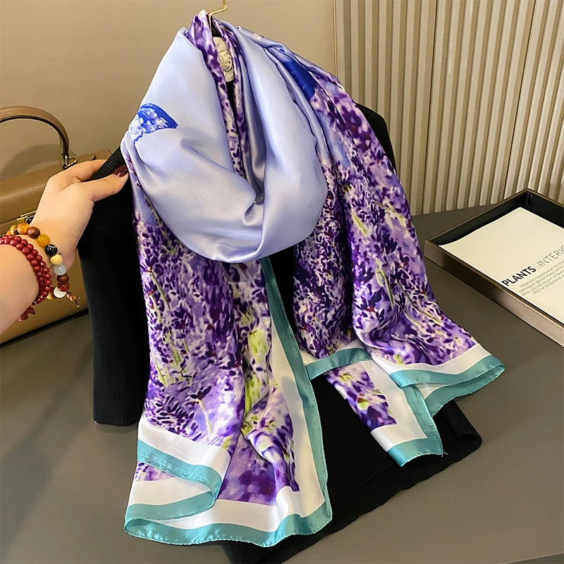 🧣 Foulard en Soie RUNMEIFA – Élégance d’Été & Style Luxe