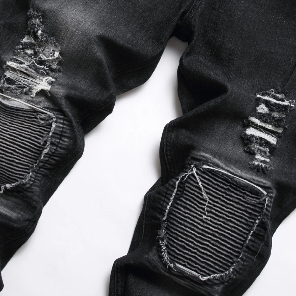 Jeans de Moto pour Hommes - Style Ripped et Distressed