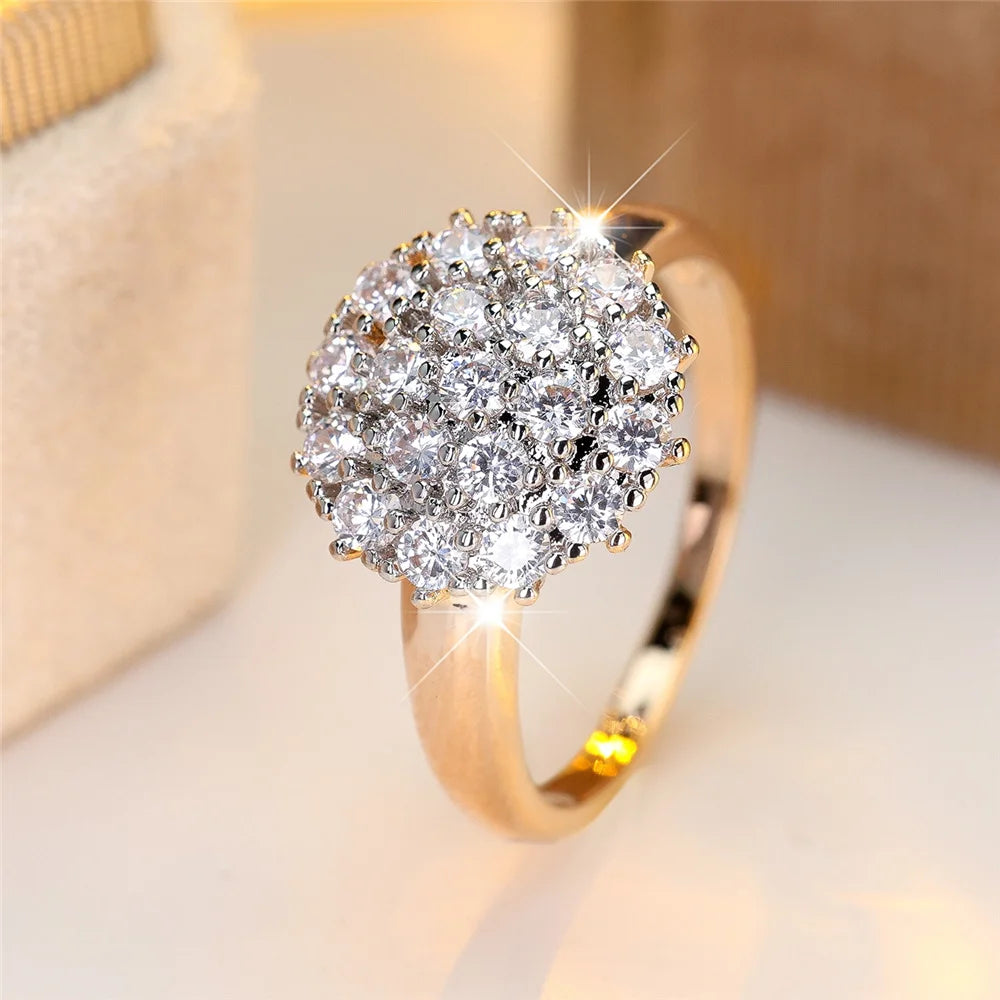 Femme mignon blanc noir Zircon pierre couleur or bijoux de mariage promesse bagues de fiançailles pour les femmes