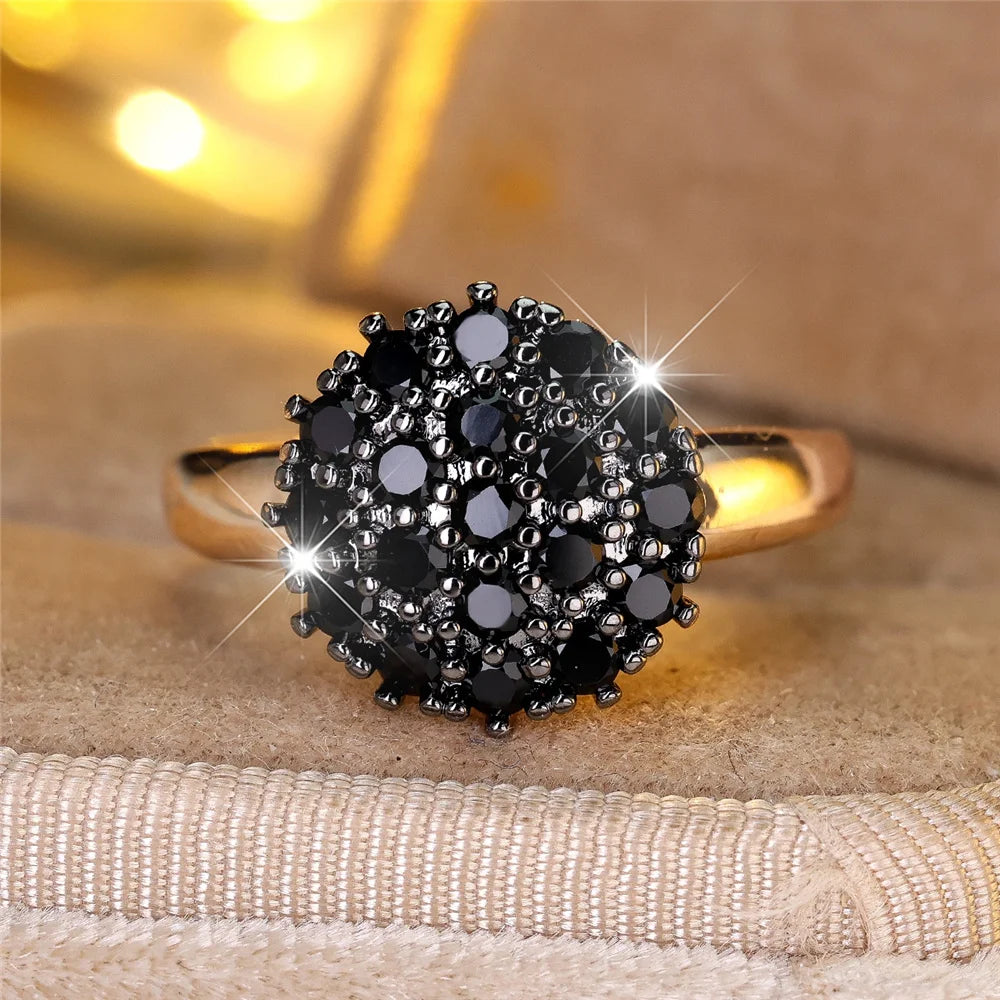 Femme mignon blanc noir Zircon pierre couleur or bijoux de mariage promesse bagues de fiançailles pour les femmes